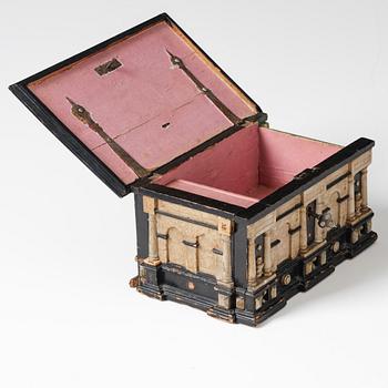 A Baroque German ebonized and alabaster 'Römhilder Kästchen', Thüringia, mid 17th century.