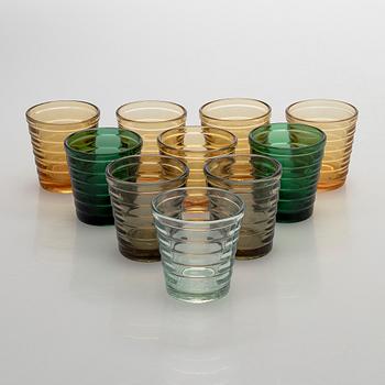 Aino Aalto, a set of ten 1930's '4056 Böljeblick' liquor glasses for Karhula Glassworks.
