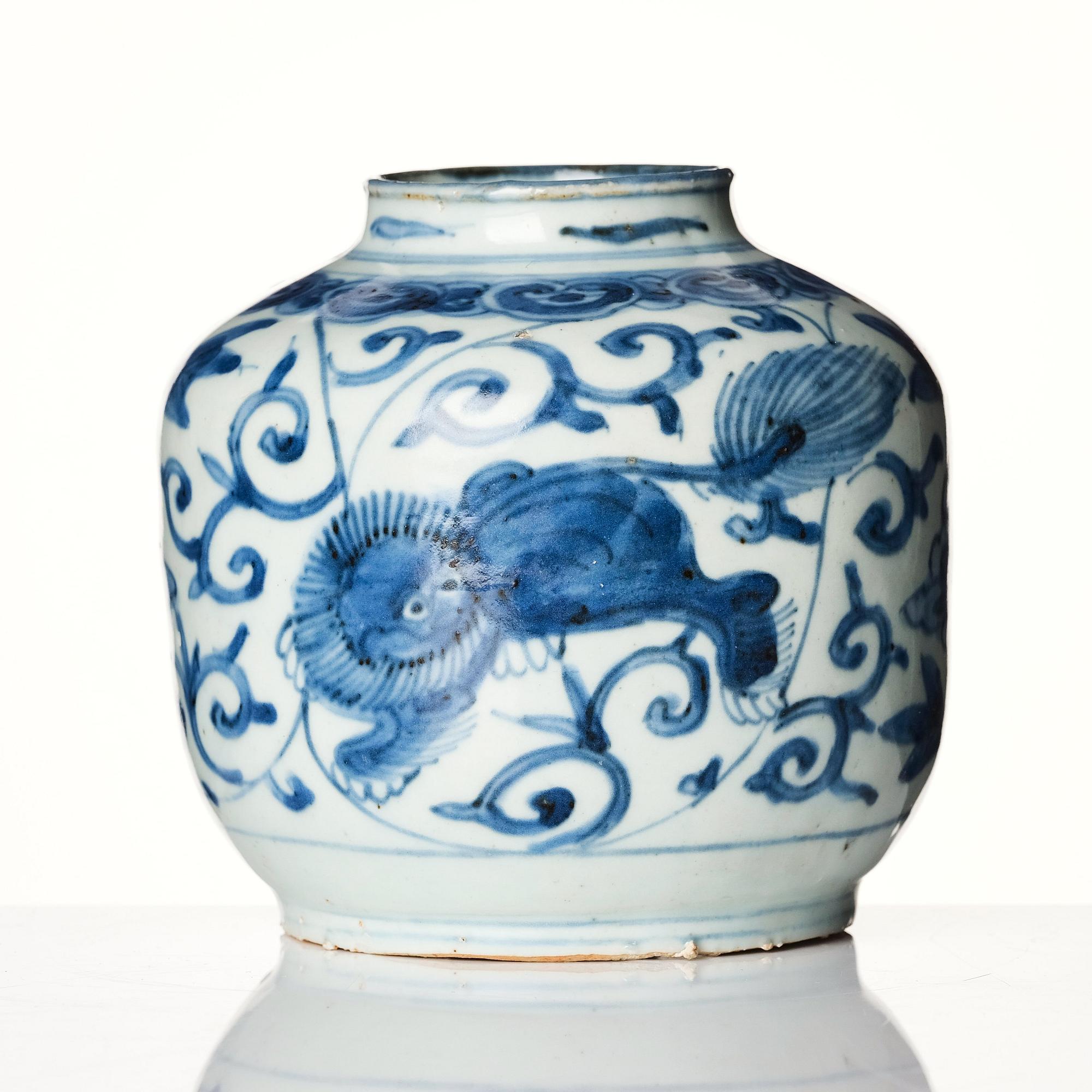 A blue and white jar, Ming dynasty (1368-1644).