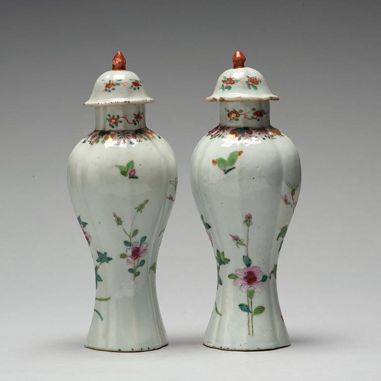 A pair of famille rose vases, Qing dynasty, Qianlong (1736-95).