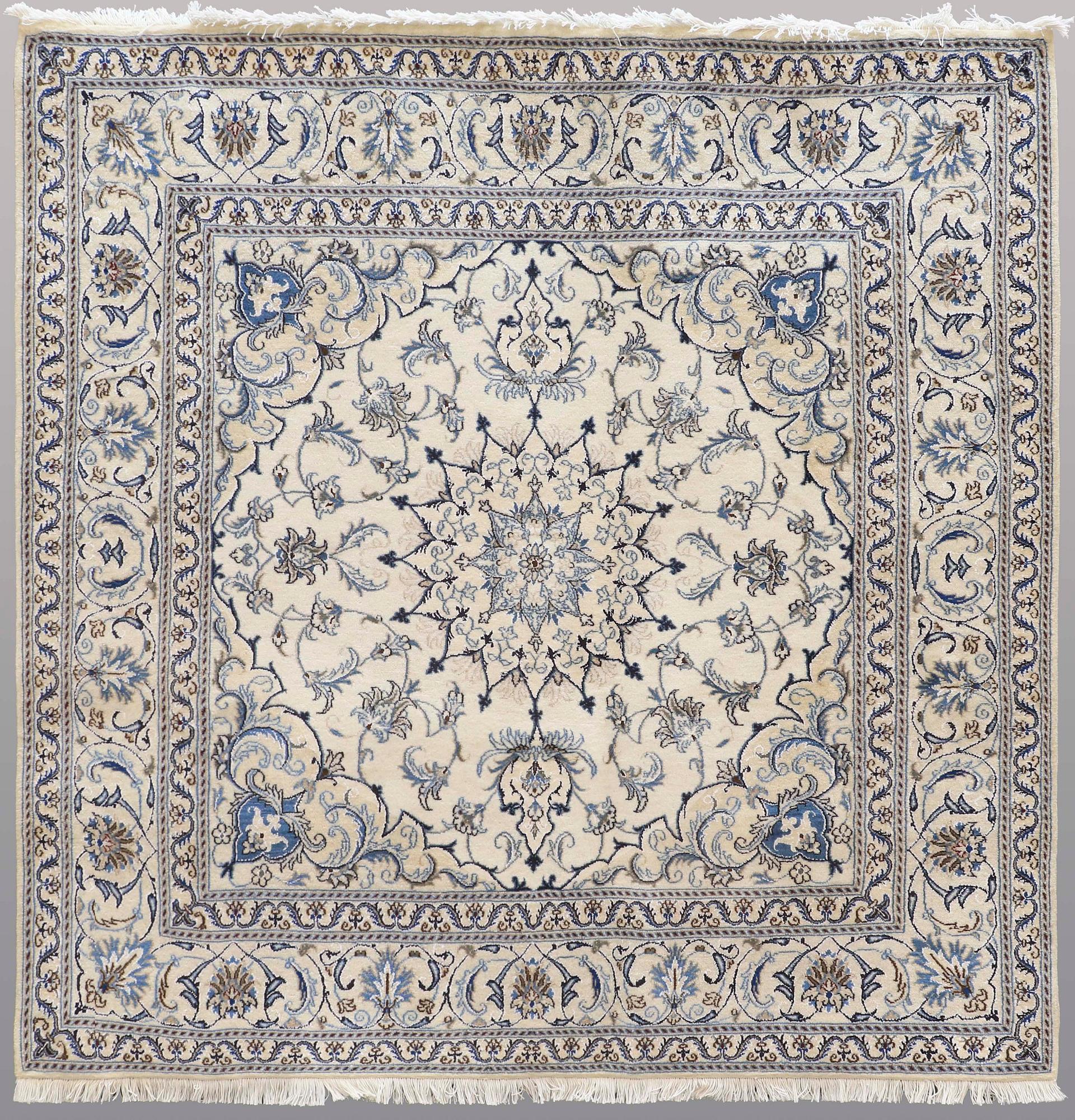 A rug, Nain part silk, ca 197 x 197 cm.