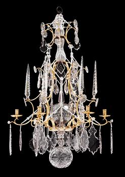 1593. A Swedish Rococo 18th century six-light chandelier.