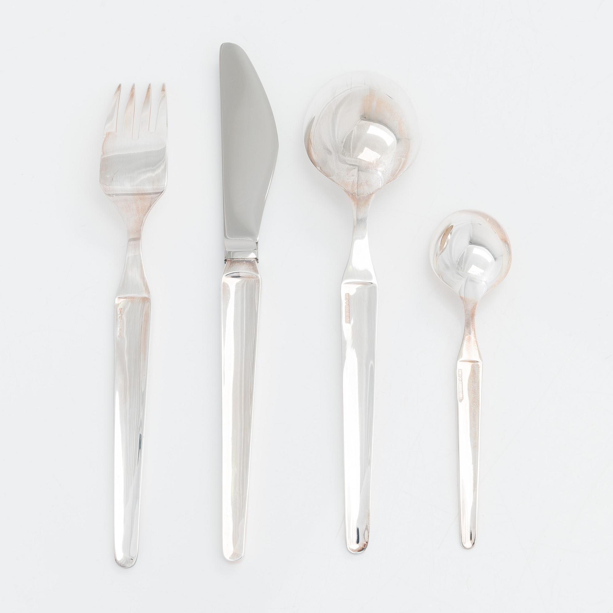 A 72-piece sterling silver cutlery set, 'Diplomat', Kultateollisuus Turku 1978. In three original boxes.