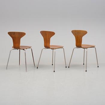 STOLAR, 3 st, "3105 / Munkegårdsstolen / Myggan", Arne Jacobsen, Fritz Hansen, Danmark, 1950-/60-tal.