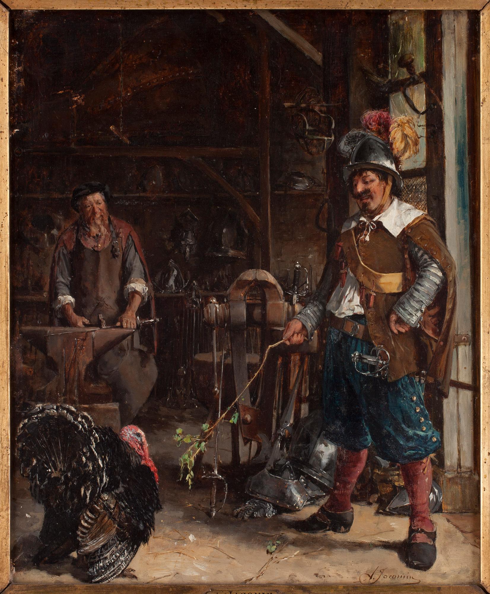 ALFRED LOUIS VIGNY JACOMIN, olja på pannå, sign.