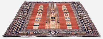 An antique part silk Kashan rug, Central Persia, part silk, c. 180 x 130 cm.