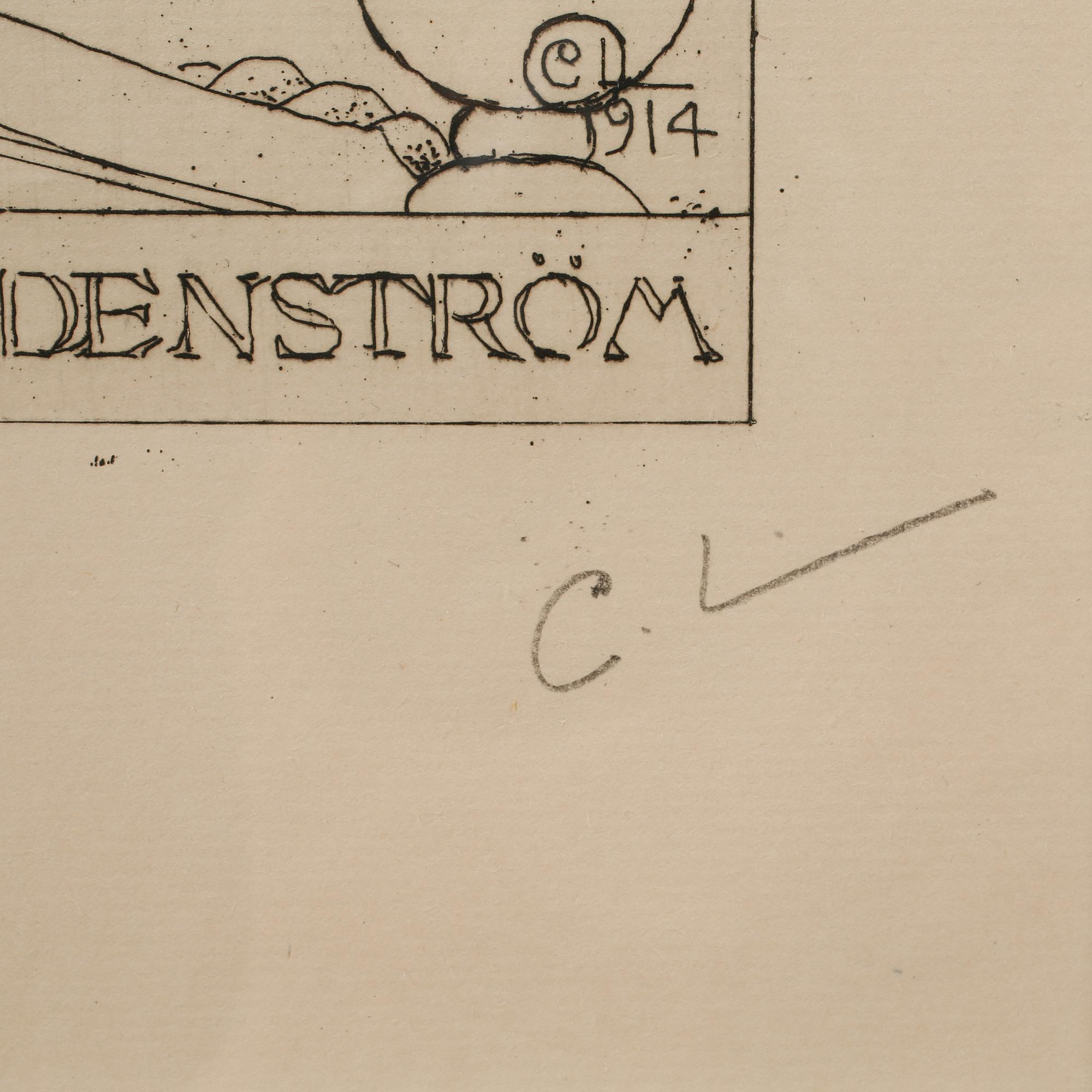 CARL LARSSON, etsning, monogramsignerad.