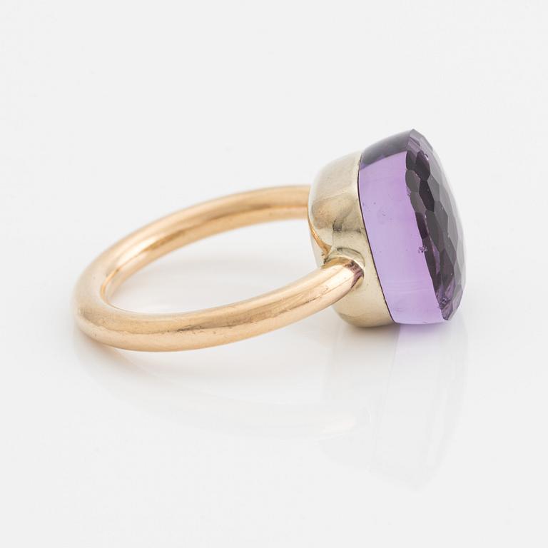 Pomellato ring in 18K gold with a faceted amethyst, "Nudo".