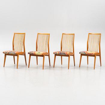 Four beech chairs, mid 20th Century.