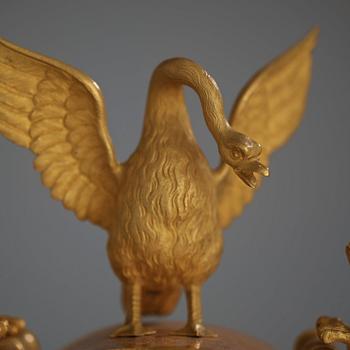 A Swedish Empire early 19th century mantel clock by J. E. Callerström, master 1817.