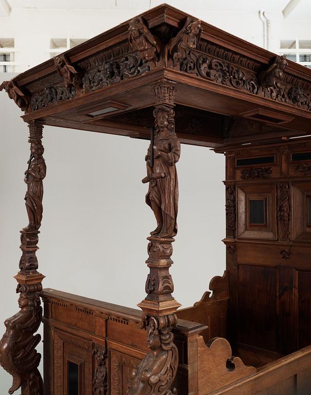 A Baroque/Baroque-style, 17/19 th Century Four-poster bed.