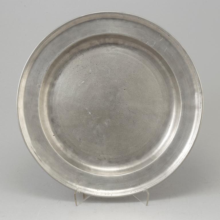 A pewter plate.