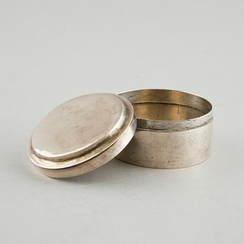 A silver box, a beaker and a basket, partly Sweden, 19th century.