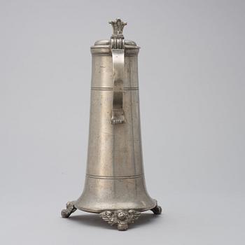 A Baroque 18th century, probably German, pewter jug.