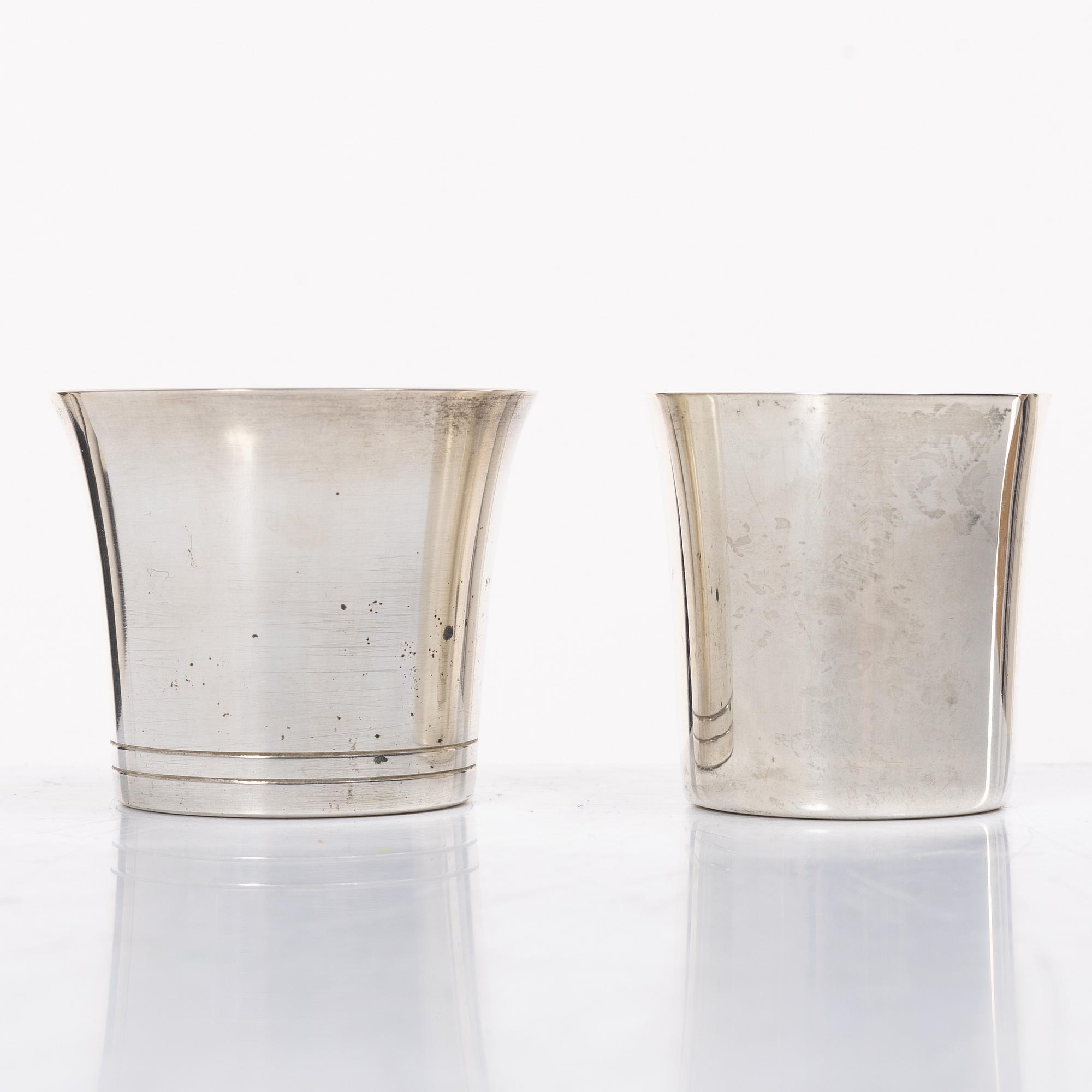 Seven Swedish silver cups, Stockholm 1950s-60s.