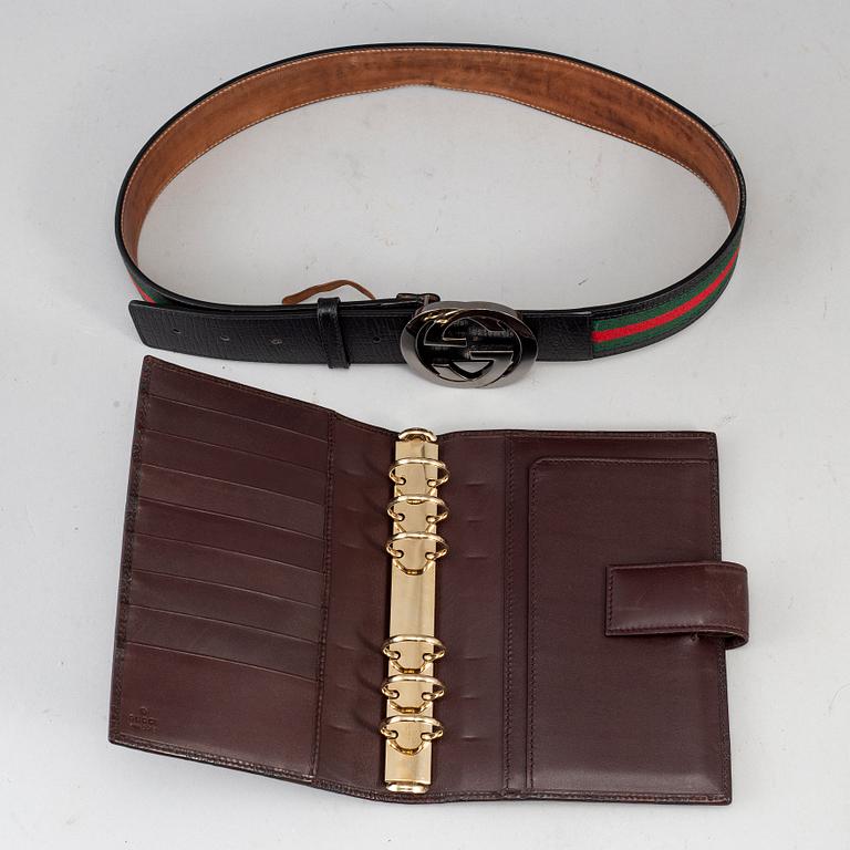 GUCCI, a belt + a calendar case.