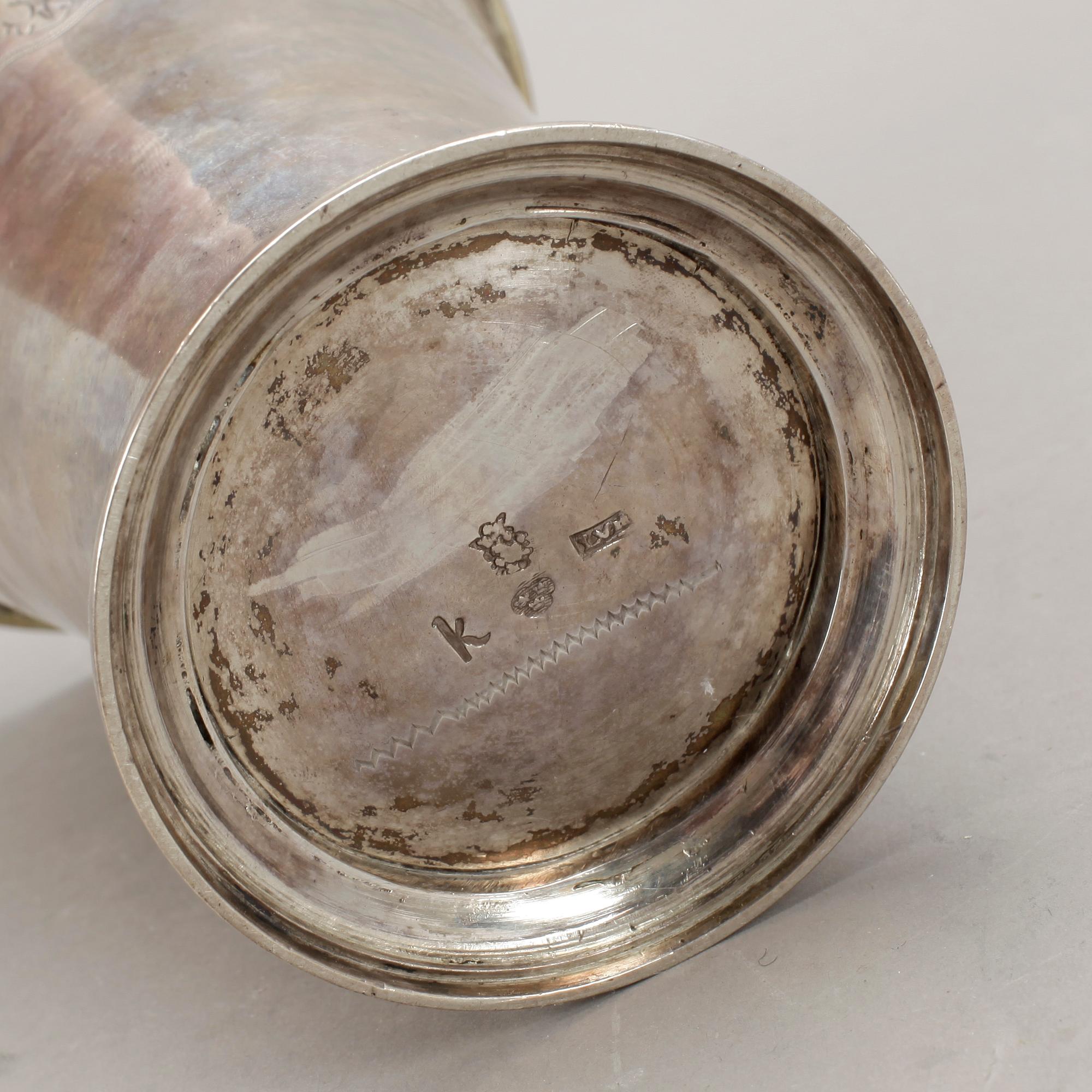 BÄGARE, silver, Lucas von der Hagen, Stockholm, 1746. Vikt 455 gram.