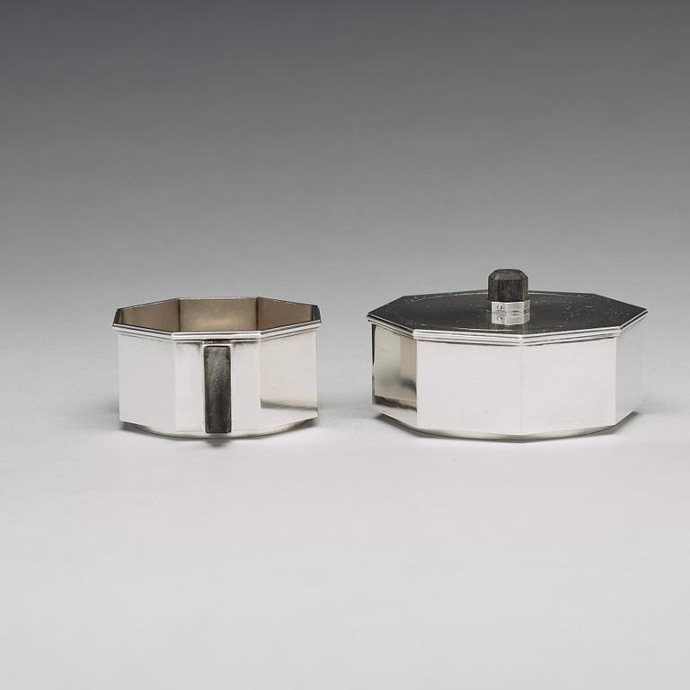 Wiwen Nilsson, a sterling sugarbowl and a bonbonnière, Lund Sweden 1950.