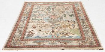 Rug, Tabriz, figural, signed Tabatabai, approx. 210 x 138 cm.