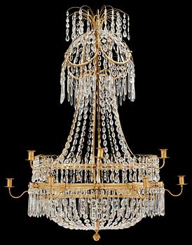 A late Gustavian circa 1800 twelve-light chandelier.