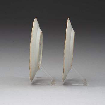A pair of famille rose armorial dishes for Claes Alströmer, Qing dynasty, Qianlong (1736-95), ca 1770.