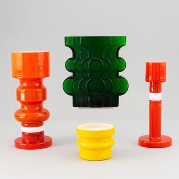 PO Ström, 4 glass vases, Alsterfors Glassworks, ca 1970.