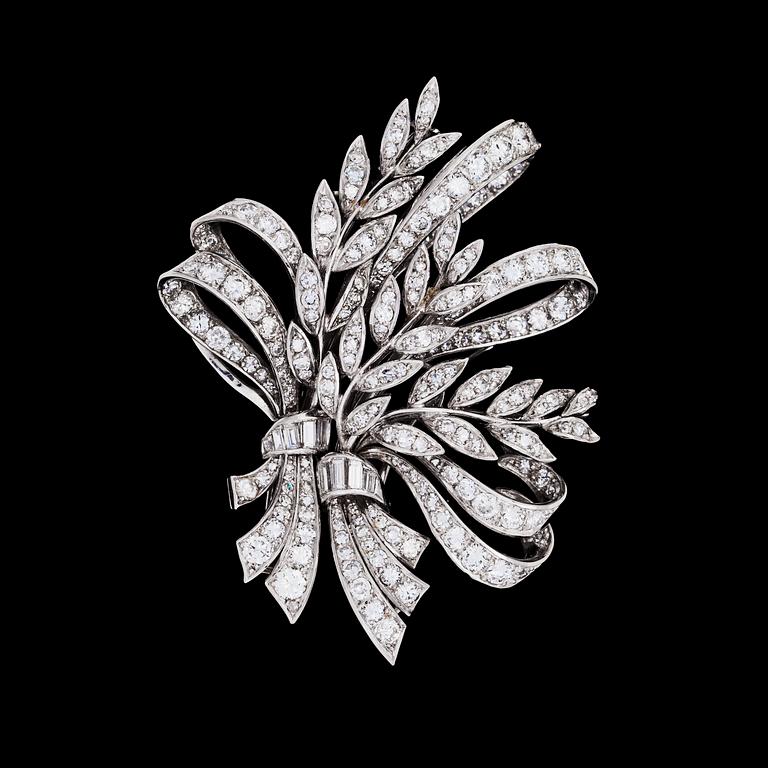 BROSCH, W.A. Bolin, briljant- och baguetteslipade diamanter, tot. ca 4 ct, Stockholm, 1950.