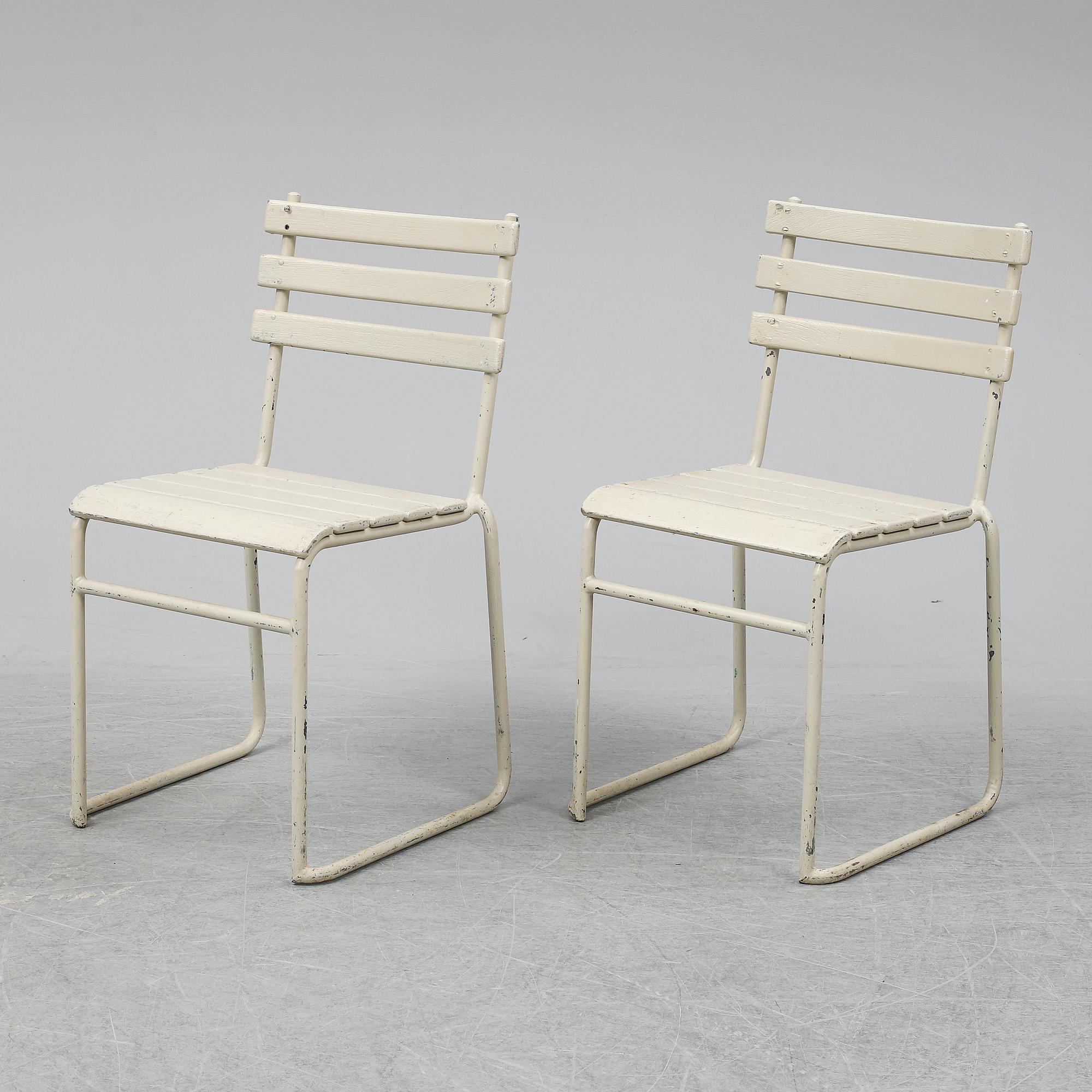 Five garden chairs, 1930's.