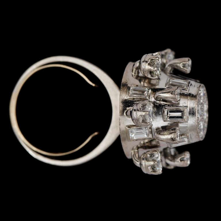 A brilliant cut diamond ring, tot. app. 2.40 cts.