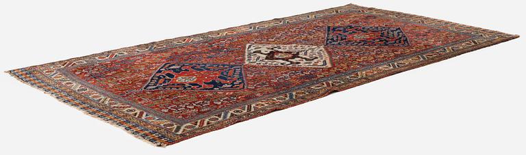 A Kashkuli Qashqai rug, South Persia, c. 246 x 128 cm.