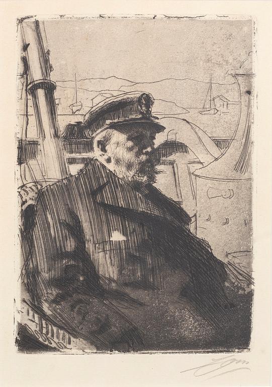 Anders Zorn, a signed etching from 1898.