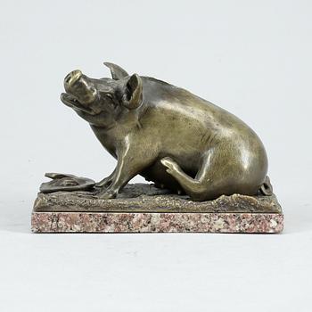 SKULPTUR, brons samt granitell, 1800-tal.