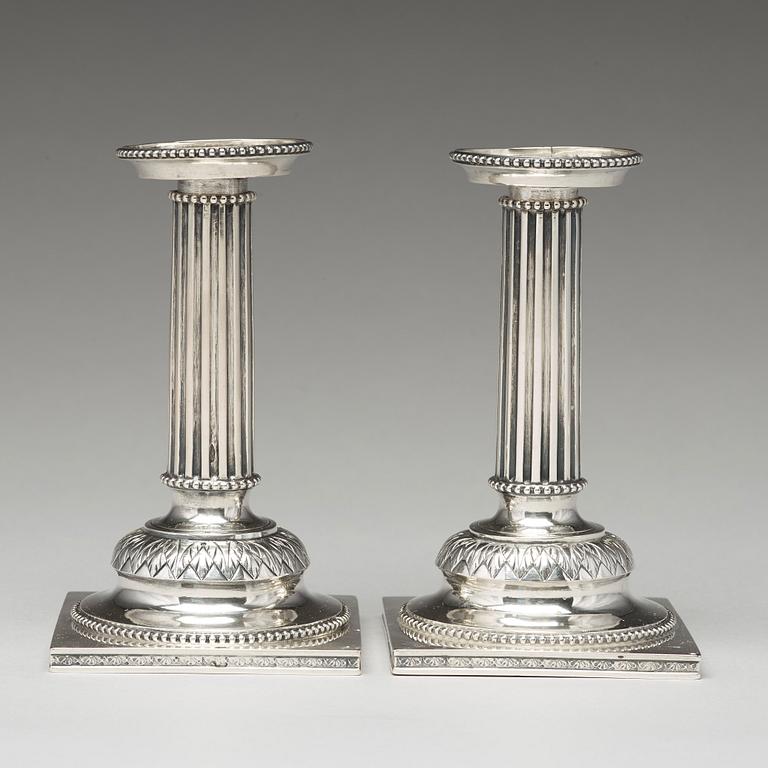 A pair of Swedish 18th century silver candlesticks, mark of Stephan Westerstråhle, Stockholm 1793.