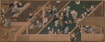Okänd konstnär, diptyk, del av Makimono. Japan, Edo (1603-1868).