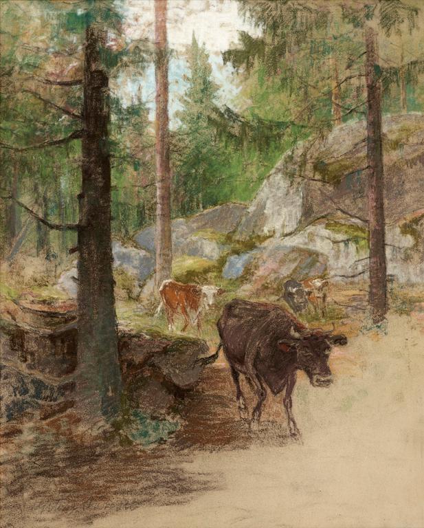 VICTOR FORSSELL, pastell, sign.