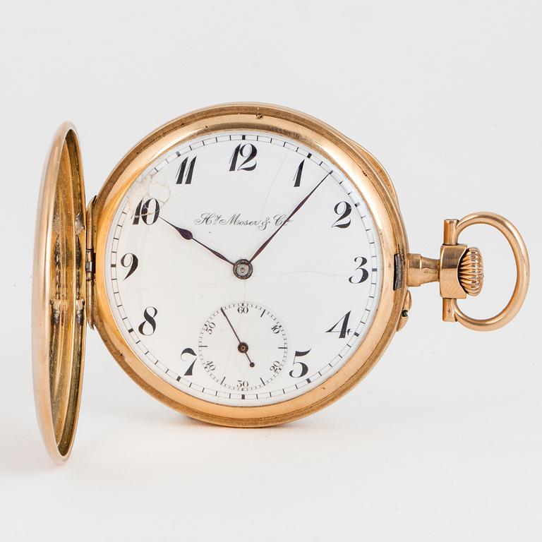 HENRY MOSER & CIE, pocket watch, 50,5 mm, hunter.