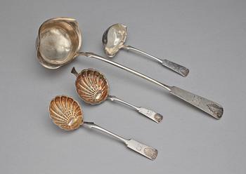 PARTI UPPLÄGGNINGSBESTICK, 4 delar, silver, snäckmodell, Finland 1917. Totalvikt ca 200 gram.