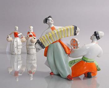 FIGURINER, 3 st, porslin, Ryssland.