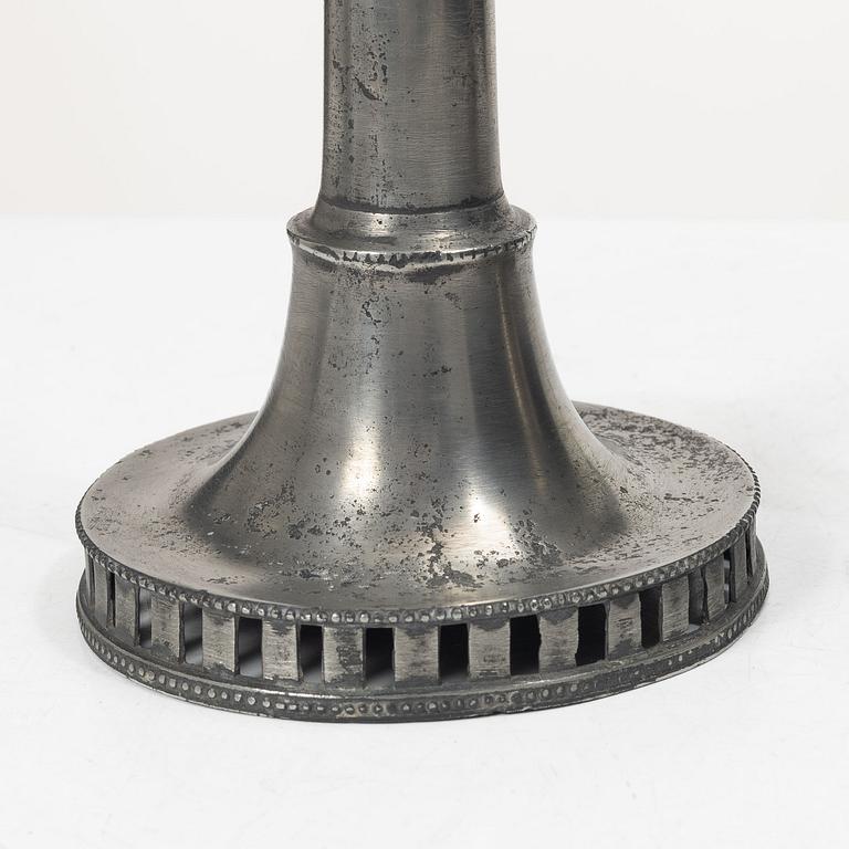 A pair of late gustavian pewter candlesticks attr. to Hans Wicksten (master in Västerås 1782-1810/14).