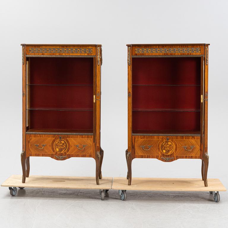 A pair of Louis XV-style display cabinets, mid 20th Century.