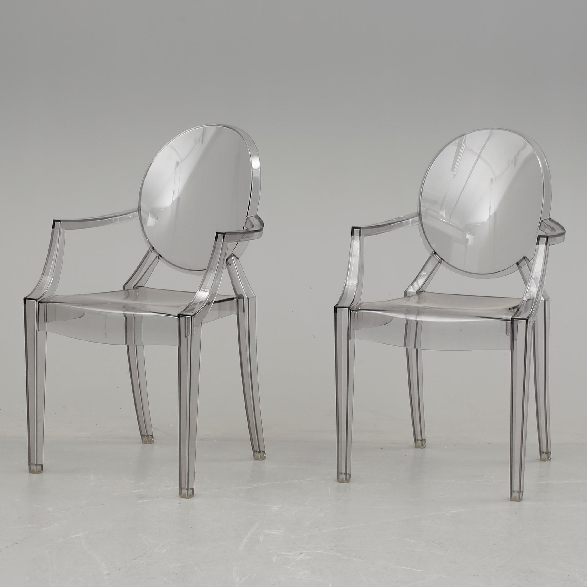 KARMSTOLAR, ett par, "Louis Ghost", Philippe Starck för Kartell.