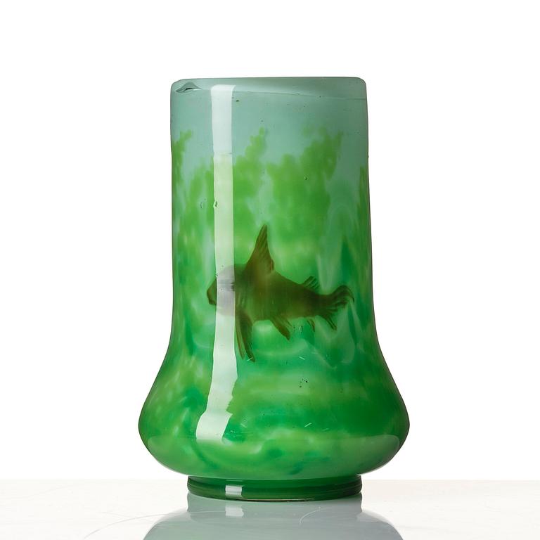 Reijmyre Glasbruk, a marqueterie-sur-verre glass vase, probably by Betzy Ählström or Fredrik Kessmeier, ca 1901-1905.