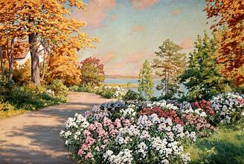 91. Johan Krouthén, Garden with flowers.