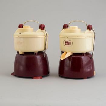 Two bakelite and plastic multipresses from Braun, 1950's.