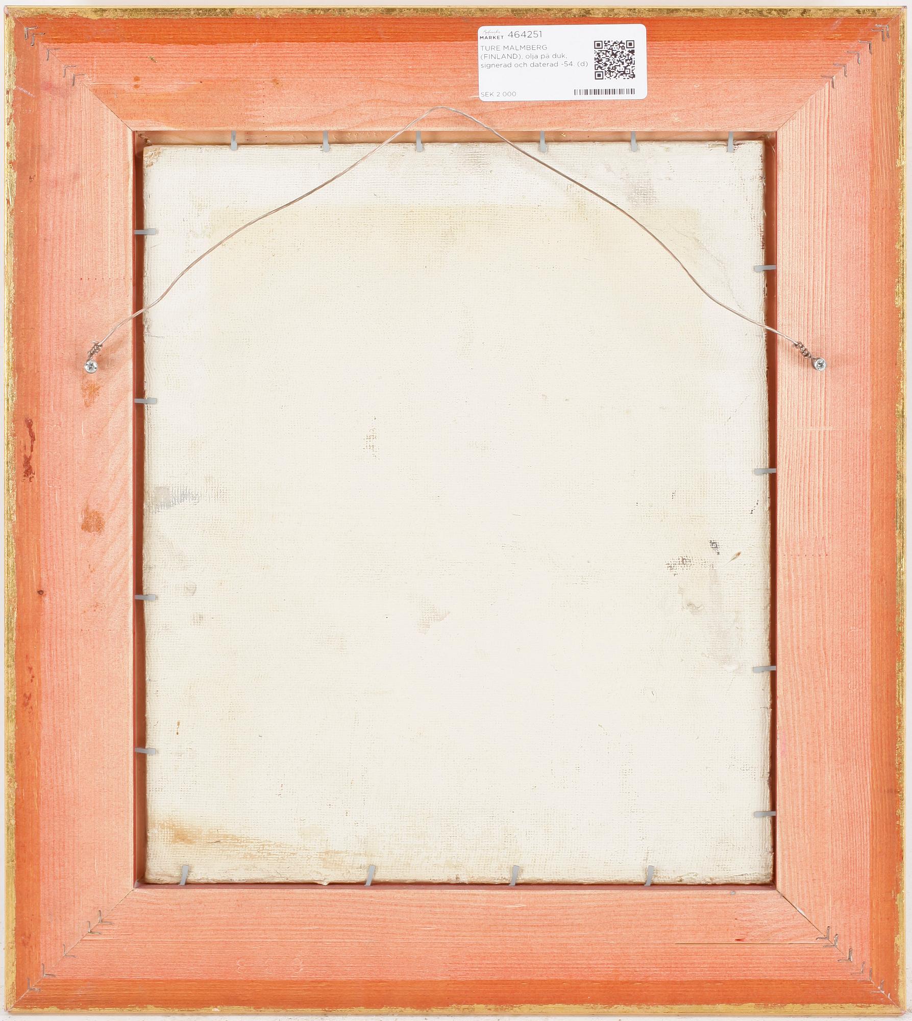 TURE MALMBERG (FINLAND), olja på duk, signerad och daterad -54.