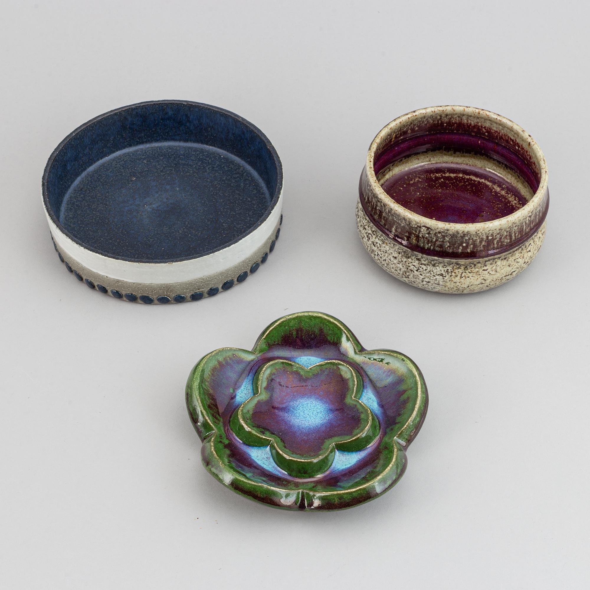 Sylvia Leuchovius, four ceramic dishes and bowls, Rörstrand.