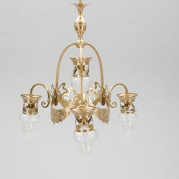 TAKLAMPA, mässing, JUGEND, 1900-talets början.