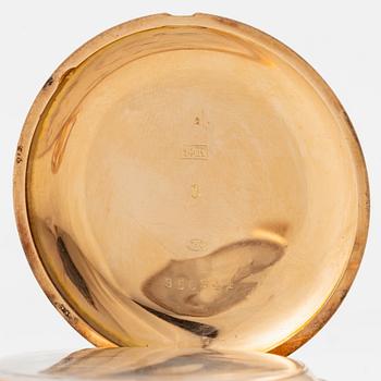 IWC, pocket watch, hunter, 14K gold, 52 mm.