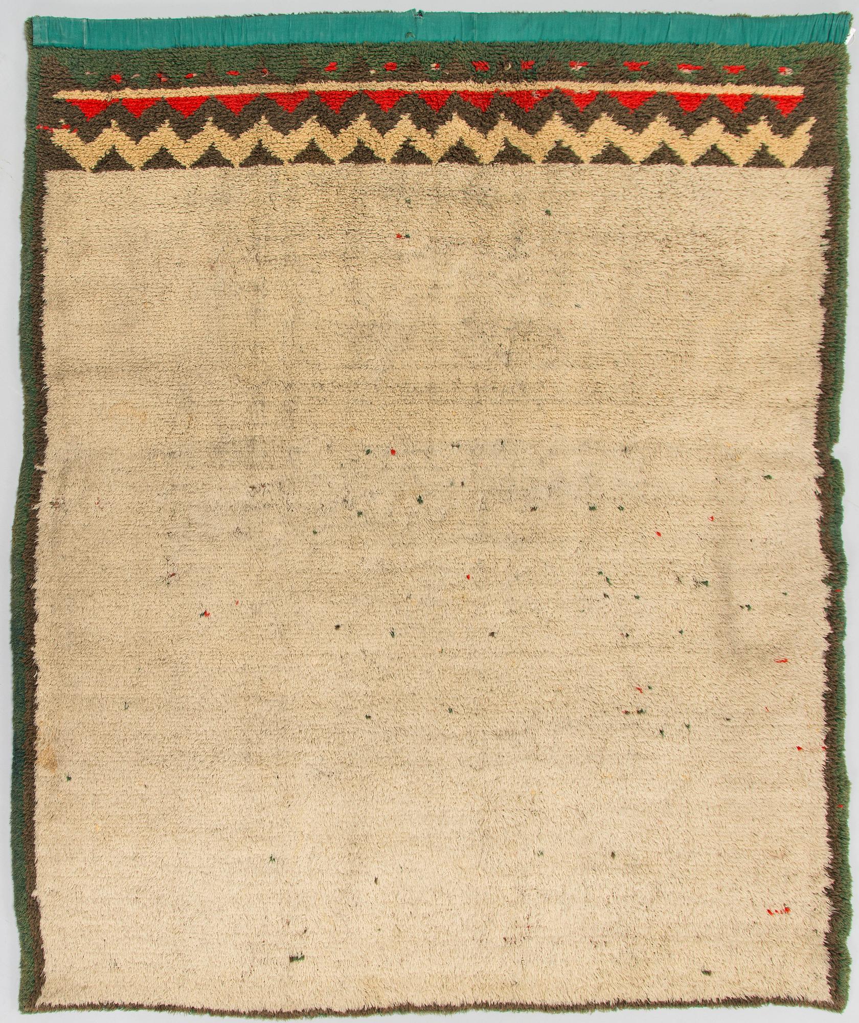 A 1851's finnish folkart long pile ryijy / blanket, ca 180 x 153 cm.