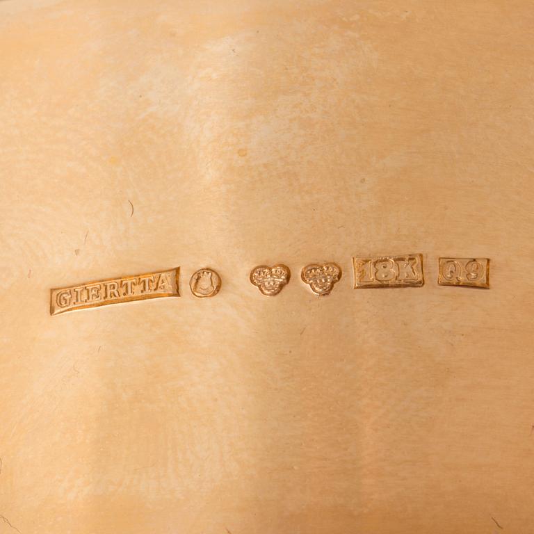 Claës E. Giertta, armring, Stockholm 1966, med fasettslipade bergkristaller, 18K.